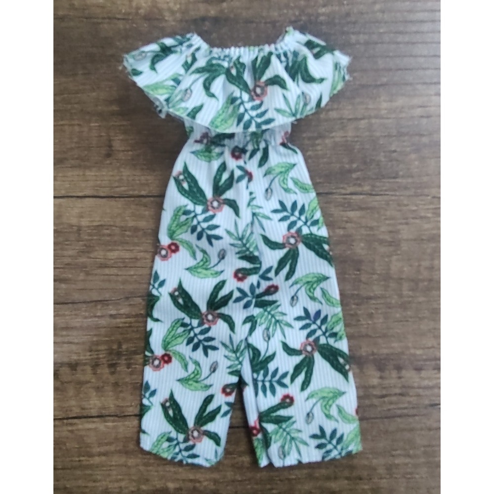 2018 Barbie Off the Shoulder Tropical Print Jumpsuit Z33